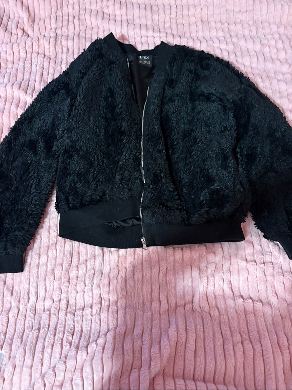 Dex Plush Black Bomber Jacket